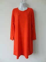 Nwt Eileen Fisher Red Orange V Back Stretch Tencel Long Sleeve Shift Dress Small - £89.16 GBP