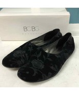 BCBG MaxAzaria CHUTNEY black velvet floral embroidered flats women’s siz... - $48.38 CAD
