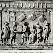 1927 Funerary Relief Depicting Cloth Shop Antique Print Ephemera DWM7D - $7.05 CAD
