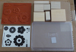 NEW 7pc Stampin Up Petal Pizzazz Flower Floral Gerber Daisy RUBBER STAMP... - £15.12 GBP