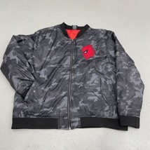 Marvel Deadpool Camouflage Bomber Puffer Jacket Gray Red Full Zip Mens X... - $32.66