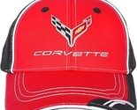 JH Design Group Men&#39;s Chevy Corvette C8 Logo Cap Adjustable Red &amp; Black Hat - £23.65 GBP