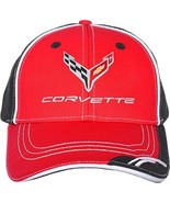 JH Design Group Men&#39;s Chevy Corvette C8 Logo Cap Adjustable Red &amp; Black Hat - £23.26 GBP