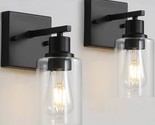 Bathroom Light Fixtures Set Of 2,Matte Black Vanity Lights With Glass Sh... - £58.51 GBP