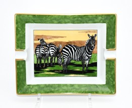 Hermes Zebra Change tray green porcelain Ashtray animal plate VIDE POCHE 019 - £303.16 GBP