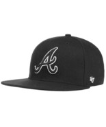 Atlanta Braves MLB &#39;47 No Shot Black Tonal Captain Flat Hat Cap Adult Sn... - £23.59 GBP