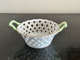 Herend Porcelain Openwork Floral Basket with Handles #7413/VBO - £42.83 GBP
