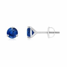 ANGARA 5mm Natural Blue Sapphire Round Solitaire Stud Earrings in 14K Solid Gold - £1,223.04 GBP