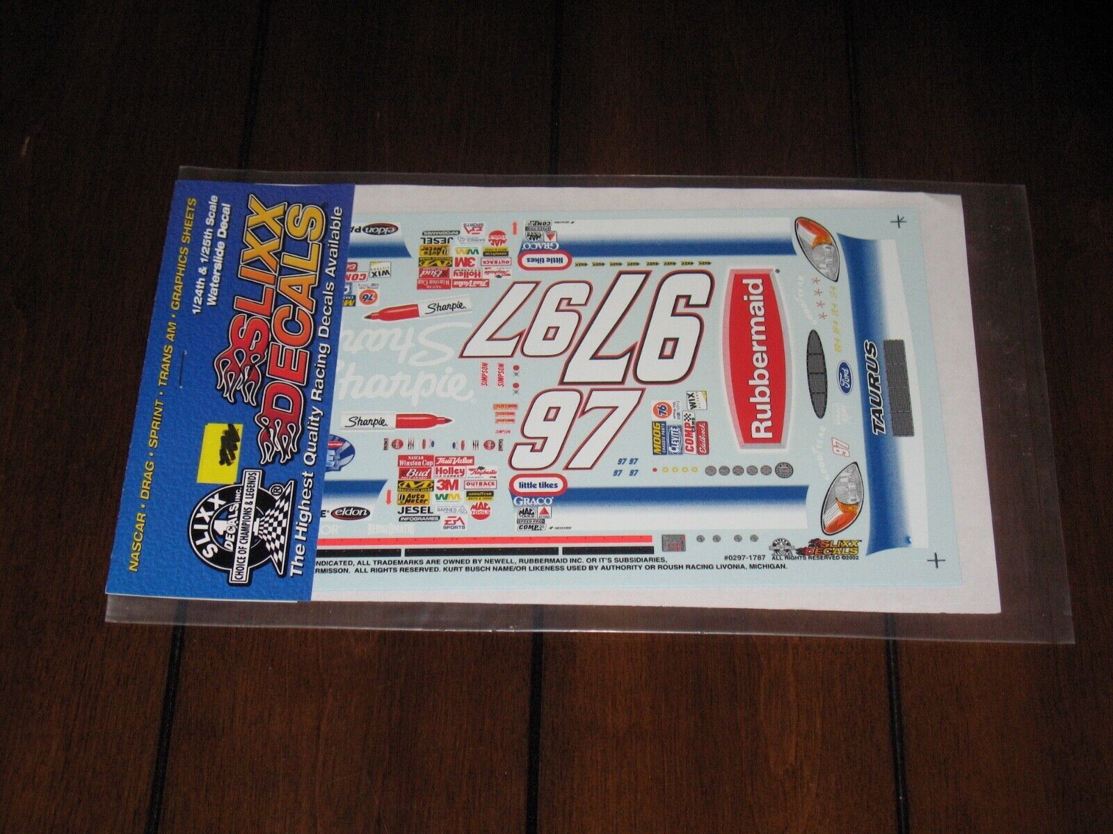 Primary image for Slixx NASCAR 1787 97 Sharpie Rubbermaid Busch Ford Taurus Waterslide Decal 1/24