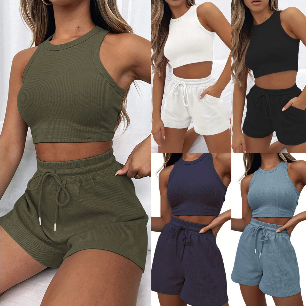 Two Piece Sets Vest Crop Tracksuit Tops Short Sets - $28.95