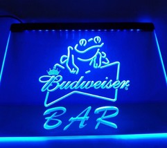 Budweiser Frog Bar LED Neon Sign Hang Signs Wall Home Decor Bar Pub Club Crafts - £20.74 GBP+