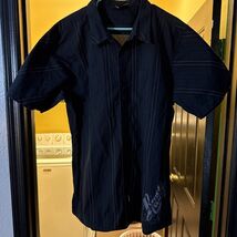 Rusty Button Up Short Sleeve Striped Shirt Top XXL Black Y2K - €12,86 EUR