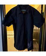 Rusty Button Up Short Sleeve Striped Shirt Top XXL Black Y2K - €12,86 EUR