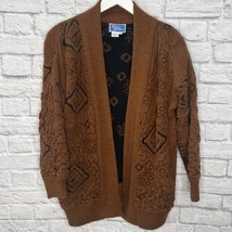 Vintage Liana Petites Chunky Knit Open Front Cardigan Sweater Size M Bro... - £39.07 GBP