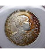 Thailand 1915 Rama VI 2 Salung 1/2 Baht Silver Coin - $97.99