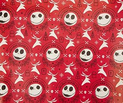 1 Roll Red Disney&#39;s The Nightmare Before Christmas Gridline Gift Wrappin... - £19.72 GBP