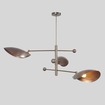 Pendant Light Shade Mid Century Modern Glass Vintage Brass Ceiling Curved Lamp - £341.54 GBP