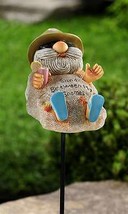 Beach Gnome Garden Stake Resin Iron 39.4&quot; high Double Pronged - $32.66
