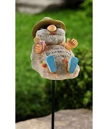 Beach Gnome Garden Stake Resin Iron 39.4&quot; high Double Pronged - £25.80 GBP