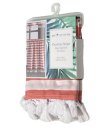 Destinations Charlotte Stripe Tailored Tier Pair 56" x 36" Coral White T... - $17.82