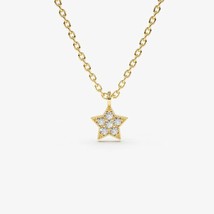 0.10Ct Round Cut Moissanite 14K Yellow Gold Plated Star Charm Pendant Necklace - £53.95 GBP