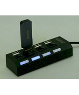 4 Port USB 2.0 HUB 4 ports High Speed w/ On Off Switch &amp; Blue Light lighted - $50.66 CAD