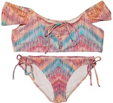 2 Pc Raisins Juniors Off-The-Shoulder Strappy Bikini Top &amp; Hipster Botto... - $14.84