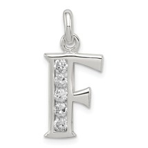 Sterling Silver White CZ Initial Letter F Pendant Charm Jewelry - £23.16 GBP