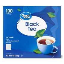 Great Value Black Tea Bags 8 Oz, 100 Tea Bags - $15.30