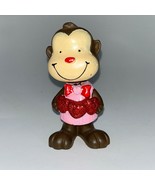Valentine Monkey Bobblehead Nodder Pink Shirt Holding Red Hearts DecoratioN - £12.39 GBP