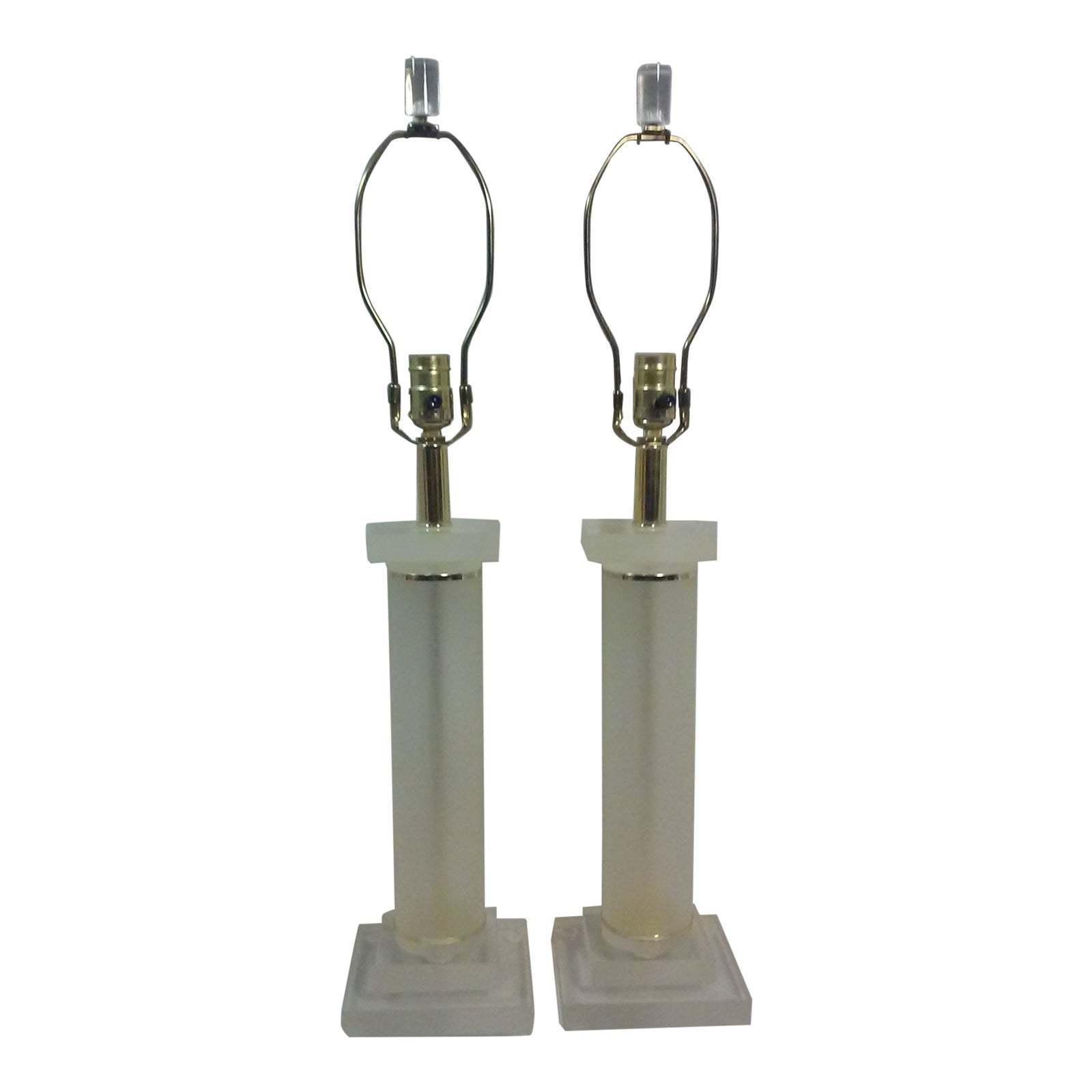 Hollywood Regency Lucite Lamps in the Manner of Karl Springer-A Pair - $2,395.00