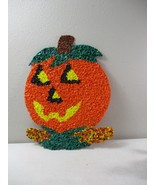 Vintage Halloween pumpkin plastic popcorn melted pumpkin 17&#39;&#39; x 13&#39;&#39; - £19.51 GBP