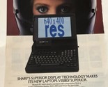 Vintage Sharp Laptop Computer print Ad 1989 Pa1 - £6.31 GBP