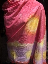Vintage Pink Yellow Sun Scarf Silk Shawl - £35.15 GBP