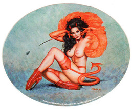 Sexy Devil Girl 1950&#39;S Vintage Girl Model Art Cheesecake Vinyl Decal Sticker - £3.92 GBP