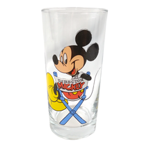 RARE Vintage Disney Director Mickey Mouse 5.5&quot; Tall Glass Drink Tumbler Cup - £15.15 GBP