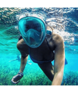 Option: Mask Only,Mask Color: Turquoise - Full Face Snorkel Mask - $77.84