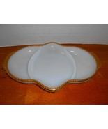 Fire King Milk Glass Anniversary Gold Trim Divided Serving Relish Dish V... - $467.16 MXN