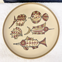 MCM Vintage Hand Painted Fish Plate Japan Puffer Shark Sword Fish 8 1/4 ... - $29.21