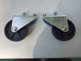 23KK41 Pair Of Mounted Wheels, 3-5/8&quot; X 1&quot; Wheel, 4-1/8&quot; Lift, Very Good Cond - £9.54 GBP