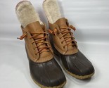 LL Bean Women&#39;s Brown Leather Lace Up Round Toe Ankle Duck Boots Size 8 ... - $25.25