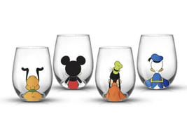 4 Disney Squad Ltd Edition 15oz Stemless Drinking Wine Glasses New Collectible - £34.47 GBP