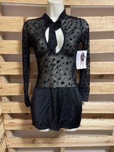NEW Dreamgirls Black Sheer Polka Dot Dress Woman&#39;s Size Small Clubwear K... - $24.75