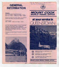 Mount Cook Airlines Queenstown Brochure with Map 1977 New Zealand - $17.82