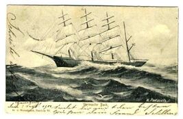 Viermaster Bark Postcard 1902 Poetzsch by Worzedialeck - $9.90