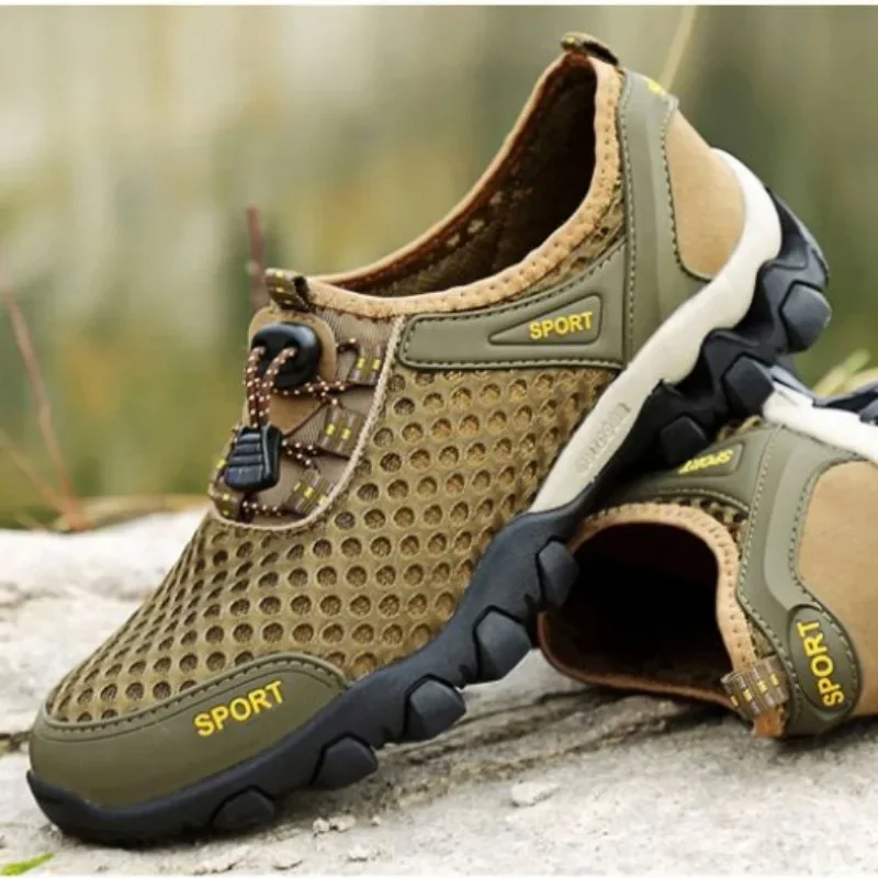Spring New Men&#39;s Casual Sneakers Breathable Mesh Platform Hiking Shoes For Men O - £27.83 GBP