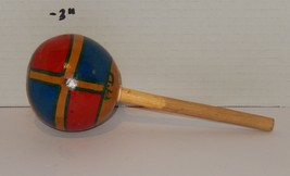 Single Handmade maraca Brown Red Blue - $14.80