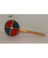 Single Handmade maraca Brown Red Blue - €12,74 EUR