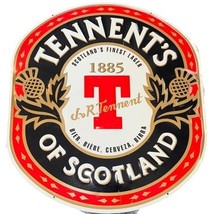 Large Tennent’s of Scotland Lager metal embossed sign 18&quot;H x 16&quot;W Alum B... - $24.57