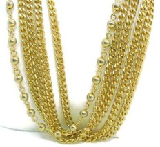 21&quot; Gold Tone 5 Strand Statement Costume Woman Necklace Vintage - £15.76 GBP